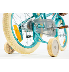 Rower dziecięcy 16" dla dziewczynki Vintage z koszykiem i kółkami bocznymi