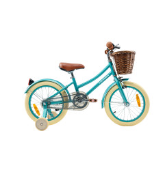 Rower dziecięcy 16" dla dziewczynki Vintage z koszykiem i kółkami bocznymi