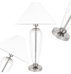 Lampa dekoracyjna szklana elegancka stołowa z abażurem do salonu sypialni