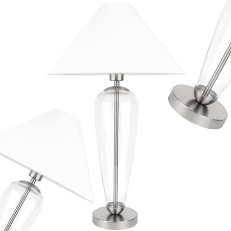 Lampa dekoracyjna szklana elegancka stołowa z abażurem do salonu sypialni
