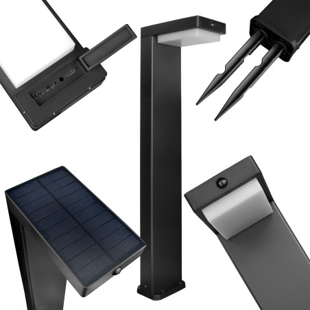 Lampa ogrodowa LED GERMINA stojąca solarna z czujnikiem ruchu nowoczesna