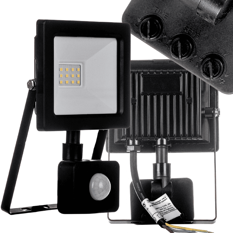 Naświetlacz LED 10W z Czujnikiem Ruchu IP65 | Lampa 1000lm 4000K lampa zewnętrzna reflektor