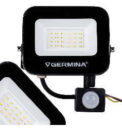 Naświetlacz LED Germina 20W z czujnikiem ruchu lampa zewnętrzna IP65 1szt.