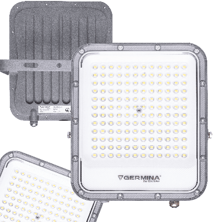 Naświetlacz LED 100W ARES Premium IP65 Germina 5000K 10000lm Szary Reflektor lampa zewnętrzna
