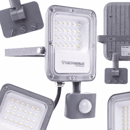 Naświetlacz LED 20W z Czujnikiem Ruchu IP65 6000K Germina