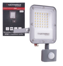 Naświetlacz LED 30W z Czujnikiem Ruchu IP65 6000K Germina