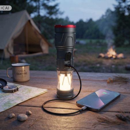 Latarka LED akumulatorowa Szperacz Powerbank ZOOM taktyczna