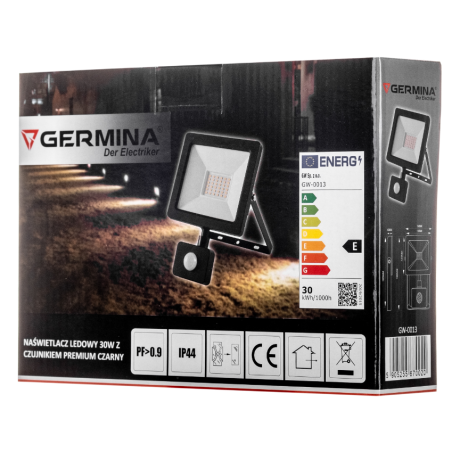 Naświetlacz LED 30W Germina z czujnikiem ruchu lampa zewnętrzna IP65 1szt.