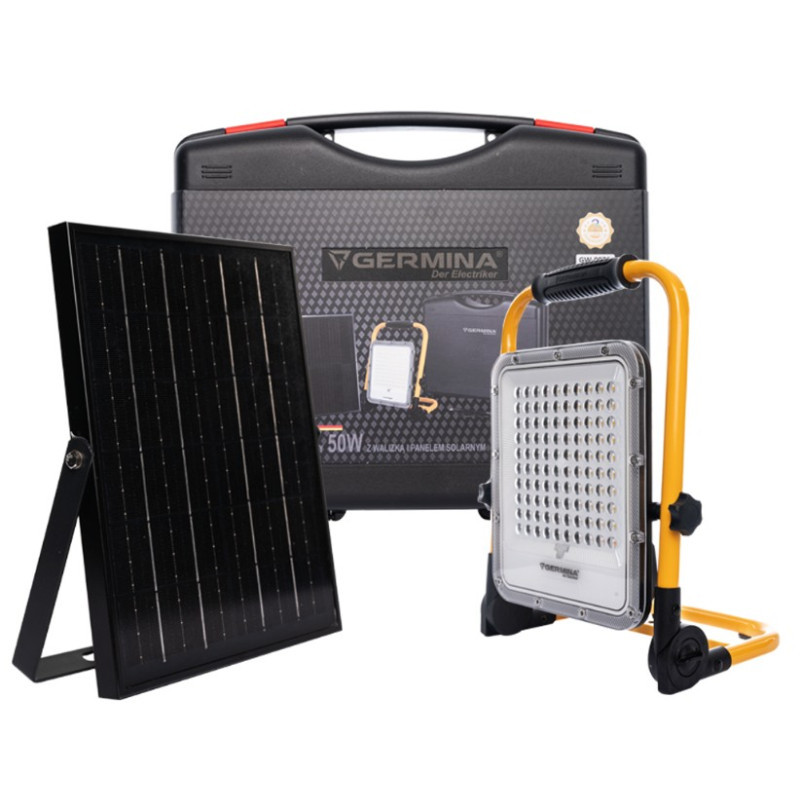 Lampa robocza akumulatorowa 50W + panel solarny + walizka 1szt.