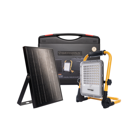 Naświetlacz bateryjny Germina lampa 30W + panel solarny + walizka 1szt.