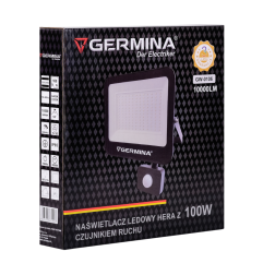 Naświetlacz LED Germina 100W z czujnikiem ruchu IP65 6400k 1szt.