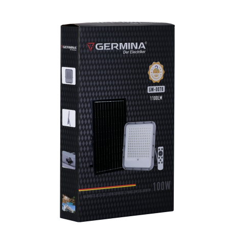 Naświetlacz LED Germina  100W solarny lampa zewnętrzna IP65 + pilot 1kpl.