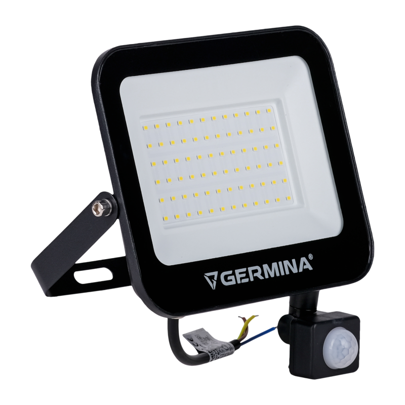 Naświetlacz LED Germina 50W z czujnikiem ruchu lampa zewnętrzna IP65 1szt.