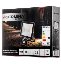 Naświetlacz LED Germina 50W z czujnikiem ruchu lampa zewnętrzna IP65 1szt.