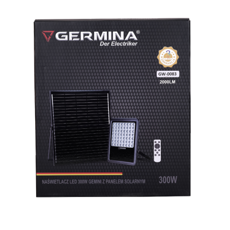 Naświetlacz LED Germina 300W solarny IP65 + pilot 1kpl.