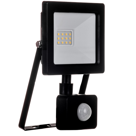 Naświetlacz LED 10W z Czujnikiem Ruchu i Zmierzchu Reflektor lampa zewnętrzna IP65 Czarny 4000K 1000lm