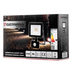 Naświetlacz LED Germina 10W z czujnikiem ruchu lampa zewnętrzna IP65 1szt.