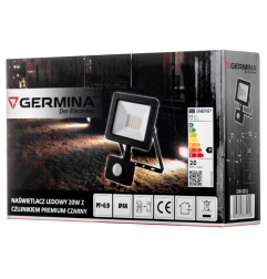 Naświetlacz LED Germina 20W z czujnikiem ruchu lampa zewnętrzna IP65 1szt.