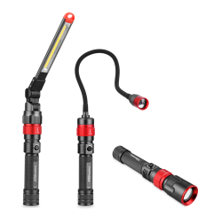 Latarka LED 3w1 Germina wielofunkcyjna bateryjna z głowicą + walizka 1kpl.