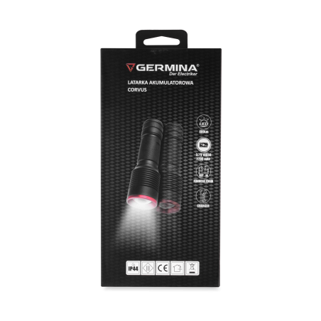 Latarka akumulatorowa Led Germina 5 trybów wielofunkcyjna taktyczna 1szt.