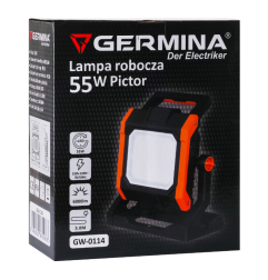 Naświetlacz LED GERMINA przenośny z akumulatorem 55W + 2 gniazda IP54 1szt.