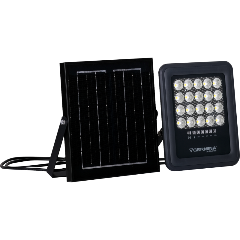 Naświetlacz LED Germina lampa solarna 50W IP65 5000K + pilot 1kpl.