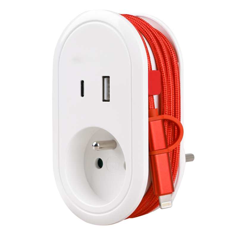 Adapter podróżny Germina z kablem ładującym rozgałęźnik 1x gniazdo 1szt.