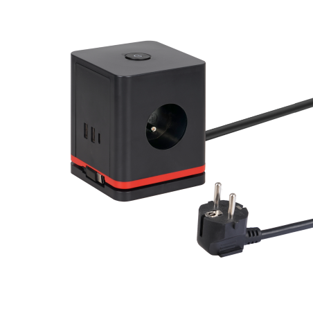 Przedłużacz wielofunkcyjny Germina kostka 3x gniazda 2x USB A 1x USB C