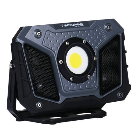 Lampa robocza LED ładowalna z glośnikiem Bluetooth, 15 W, 1200 lm, 6500 K, IP54, Libra, GERMINA