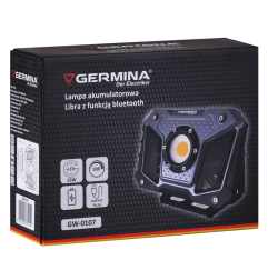 Lampa robocza LED ładowalna z glośnikiem Bluetooth, 15 W, 1200 lm, 6500 K, IP54, Libra, GERMINA