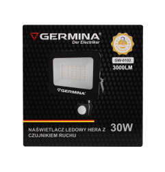 Naświetlacz LED GERMINA 30W 2000 lm 6400K IP65 120° z Czujnikiem Ruchu