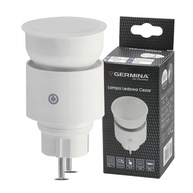 Lampa wtykowa LED do gniazdka 10W 1000 lm 3000K ruchoma głowica 4 poziomy jasności IP44 Lampa wtykowa LED do gniazdka 10W 1000 lm 3000K ruchoma głowica 4 poziomy jasności IP44