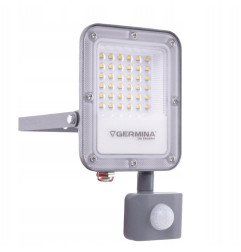 Naświetlacz LED 30W ARES z Czujnikiem Ruchu IP65 Germina 6000k reflektor lampa zewnętrzna