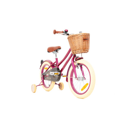 Rower dziecięcy 16" dla dziewczynki Vintage z koszykiem i kółkami bocznymi