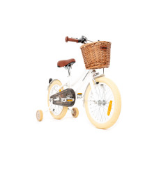 Rower dziecięcy 16" Vintage dla dziewczynki z koszykiem i kółkami bocznymi
