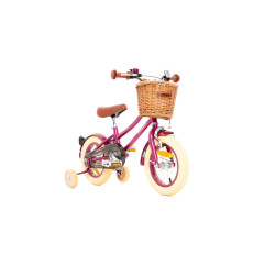 Rower dziecięcy 12" dla dziewczynki z koszykiem i kółkami bocznymi