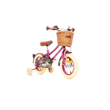 Rower dziecięcy 12" dla dziewczynki z koszykiem i kółkami bocznymi