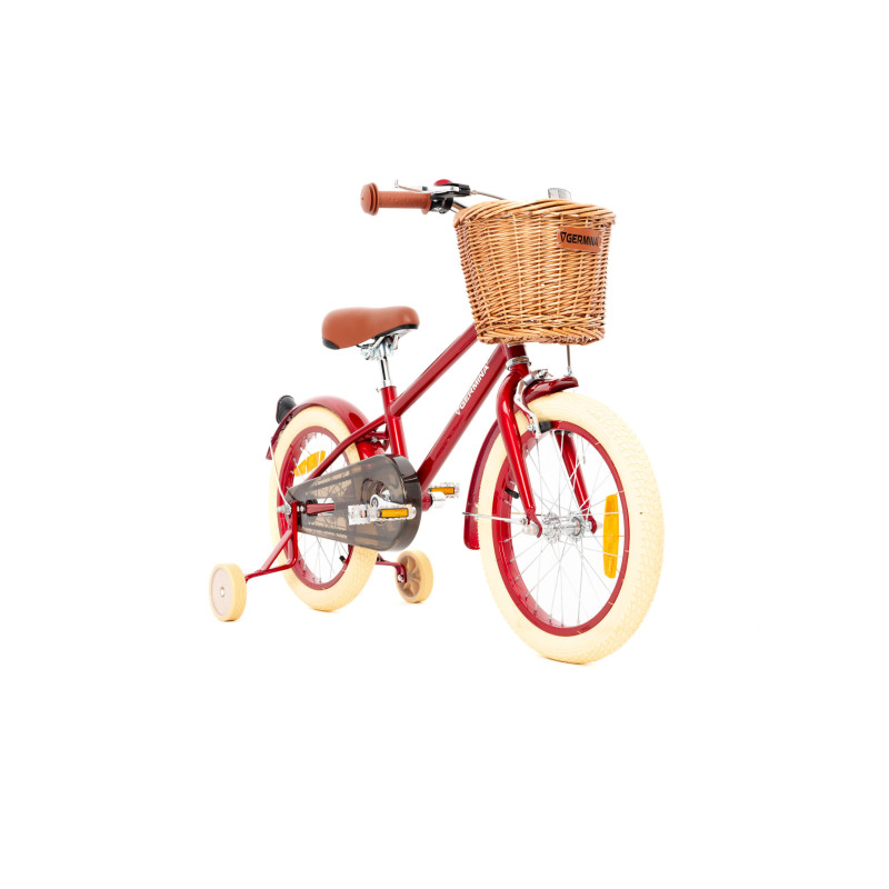 Rower dziecięcy 16" dla chłopca z koszykiem i kółkami bocznymi – styl vintage