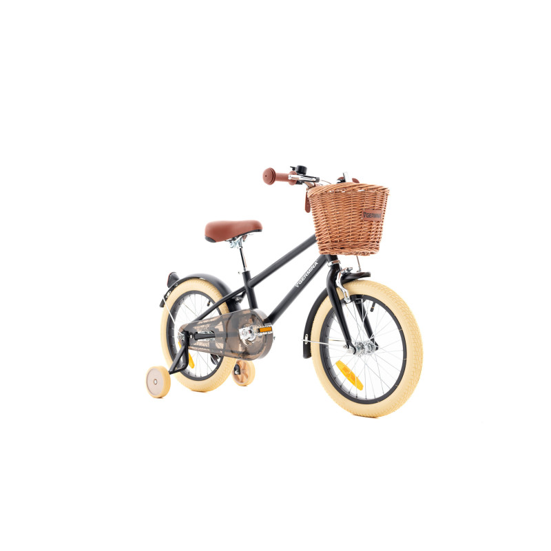 Rower dziecięcy 16" dla chłopca z koszykiem i kółkami bocznymi – styl vintage