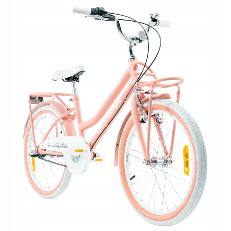 Rower dziecięcy 20" Vintage dla dziewczynki Shimano Nexus 3 – bagażnik przód i tył