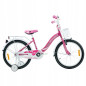 Rower dziecięcy 20" dla dziewczynki z koszykiem, bagażnikiem i kółkami bocznymi