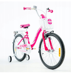 Rower dziecięcy 20" dla dziewczynki z koszykiem i bagażnikiem