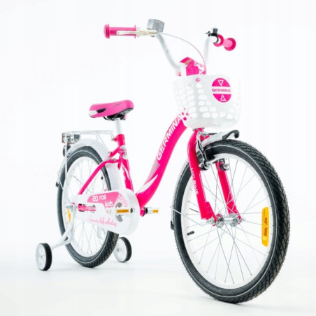 Rower dziecięcy 20" dla dziewczynki z koszykiem i bagażnikiem