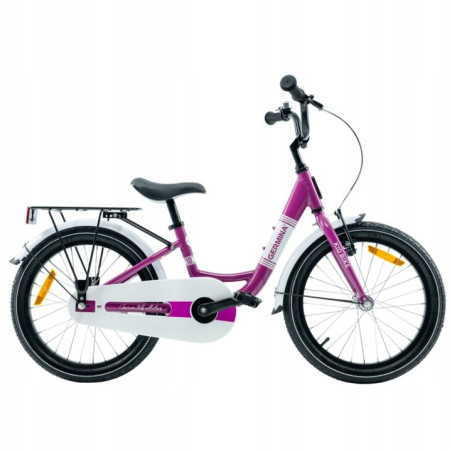 Rower dziecięcy 18" z lekką ramą aluminiową, bagażnikiem i hamulcem torpedo