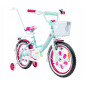 Rower dziecięcy 16 cali dla dziewczynki z kółkami bocznymi – koszyk, prowadnik, błotniki, bagażnik, osłona łańcucha