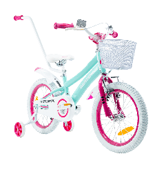 Rower dziecięcy 16" dla dziewczynki z koszykiem i prowadnikiem