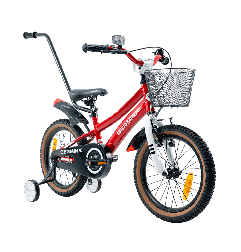 Rower dziecięcy 16" dla chłopca z koszykiem i prowadnikiem