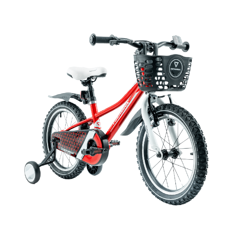 Rower dziecięcy 16" z koszykiem, kółkami bocznymi i błotnikami