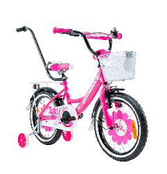 Rower dziecięcy 16 cali dla dziewczynki z kółkami bocznymi | Koszyk, prowadnik