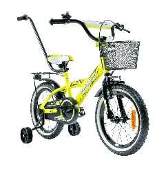 Rower dziecięcy 16" dla chłopca z koszykiem i prowadnikiem